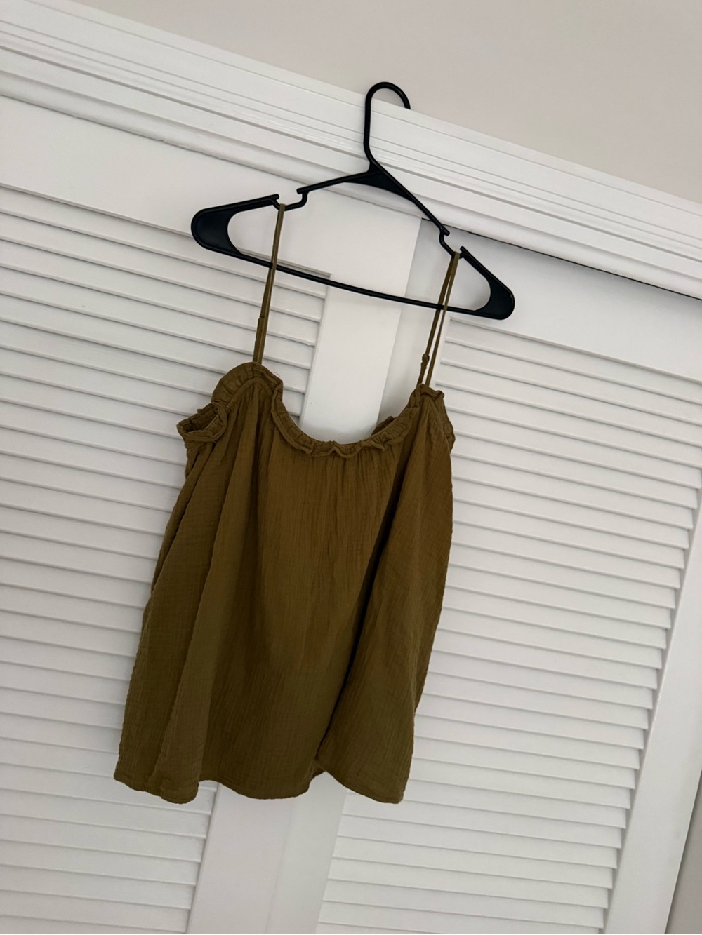H&M Ruffled Trimmed Cami - Khaki Green - Picture 2 of 2